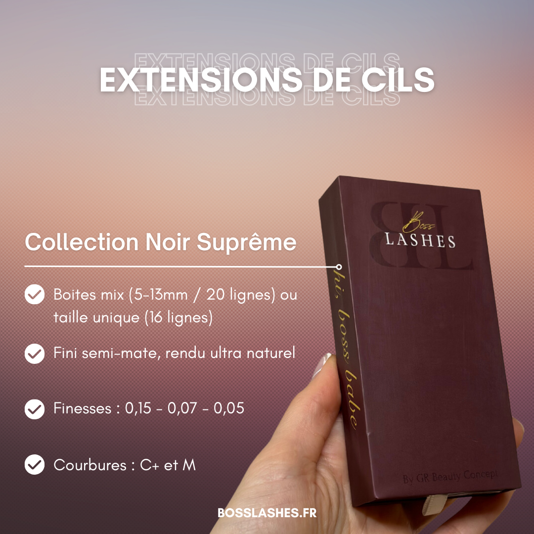 Volume Russe - Collection Noir Suprême - 0,05mm boîte tailles mix